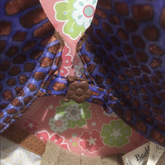 Brown and sapphire blue patterned bra - Picture 4 of 4